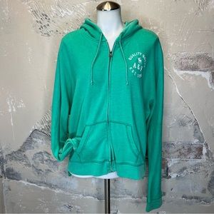 Abercrombie & Fitch L hooded sweatshirt spearmint, chest logo, zip front green